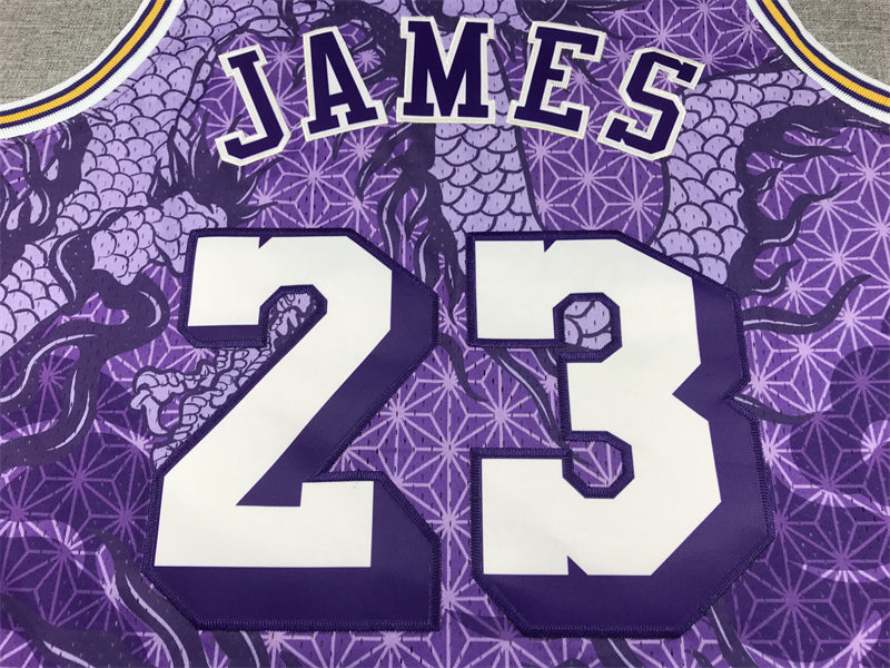Men's Los Angeles Lakers LeBron James Purple Year of Dragon Edition Swingman Jersey
