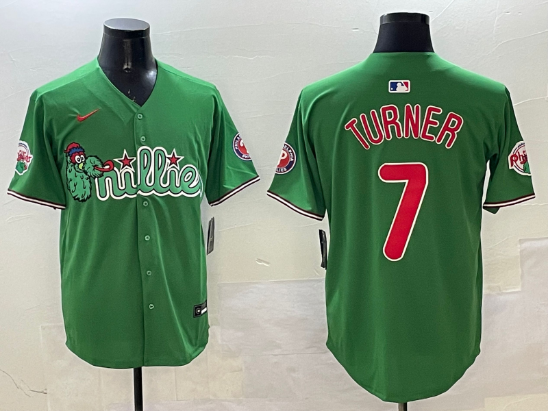Men's Philadelphia Phillies Trea Turner Green Replica Team Jersey