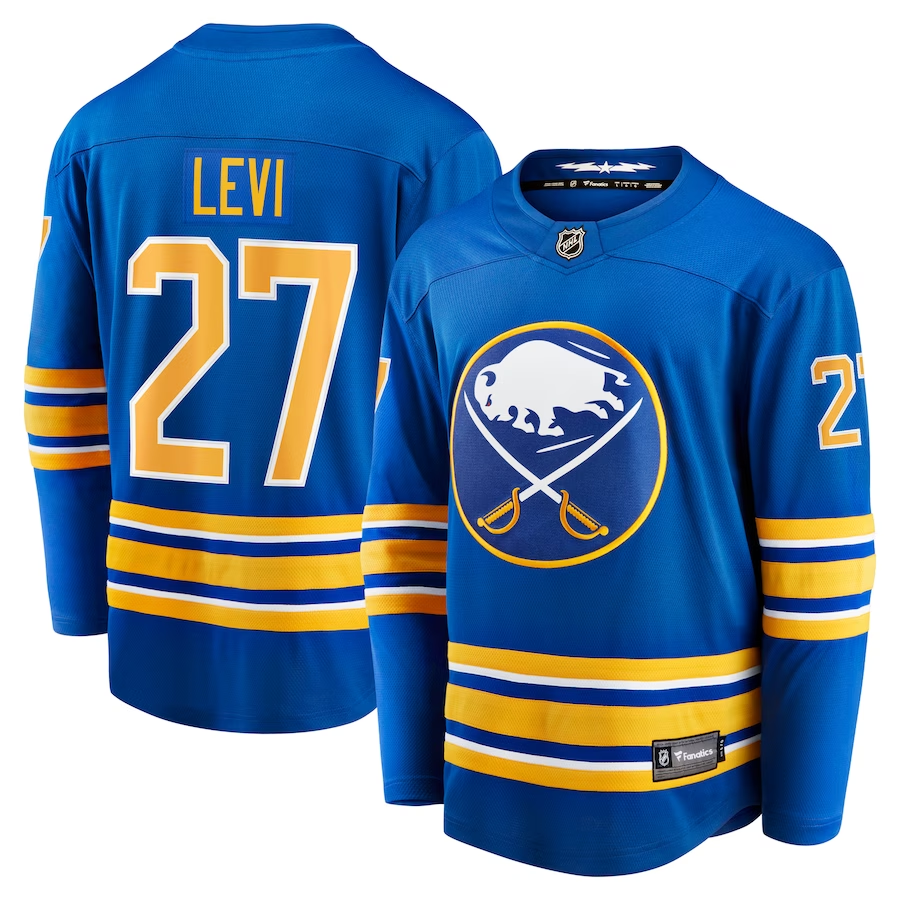 Men's Buffalo Sabres devon levi Royal Replica Game Jersey