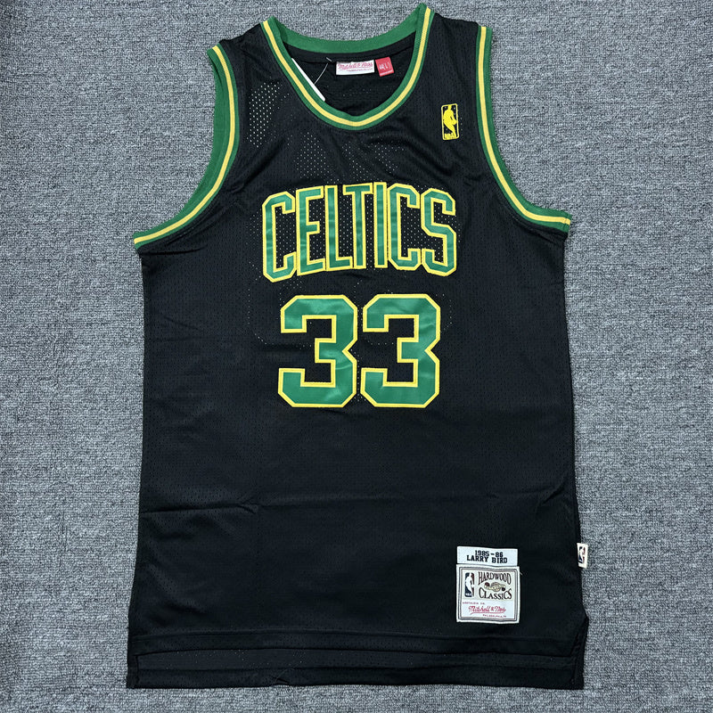 Men's Boston Celtics Larry Bird Black 1985/86 Hardwood Classics Swingman Jersey