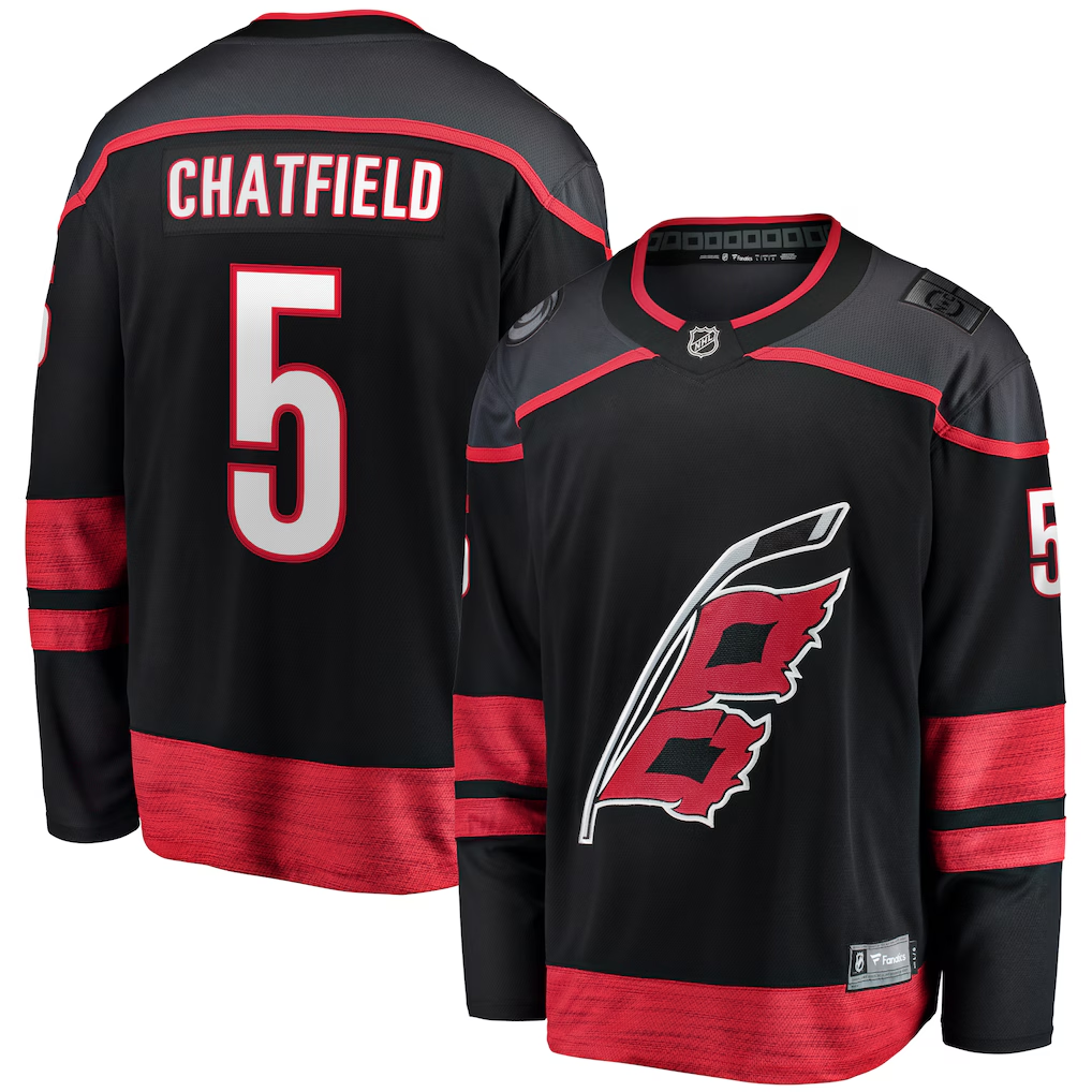 Men's Carolina Hurricanes Jalen Chatfield Fanatics Black Home Breakaway Player Jersey