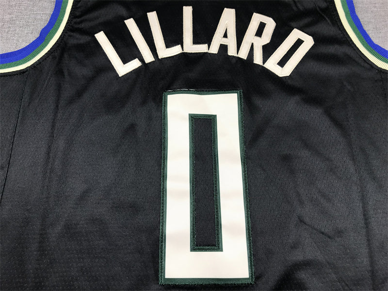 Men's Milwaukee Bucks Damian Lillard Black Fast Break Player Jersey - Statement Edition