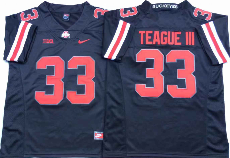 Men's Ohio State Buckeyes Master Teague III Black Player Game Jersey