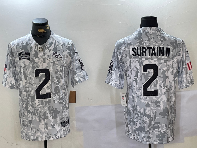 Men's Denver Broncos Patrick Surtain II Arctic Camo 2024 Salute to Service Limited Jersey