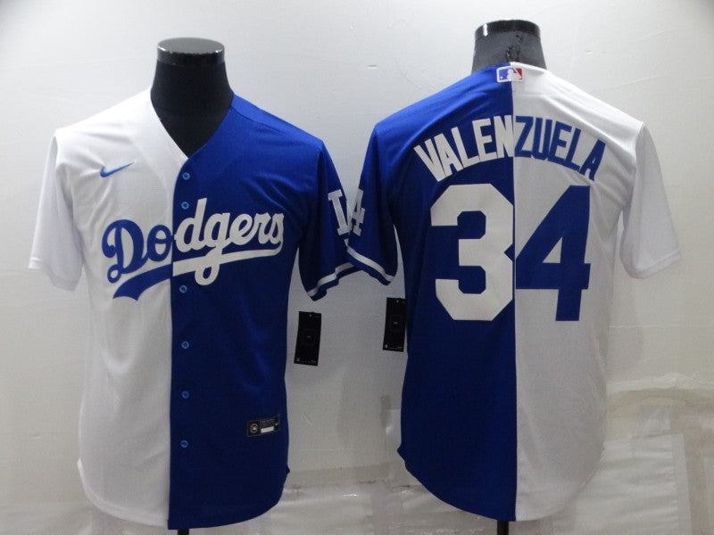 Men's Los Angeles Dodgers Fernando Valenzuela White/Blue Replica Baseball Jersey