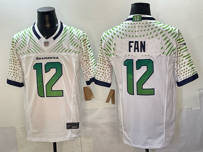 Men's Seattle Seahawks 12th Fan White 2025 Rivalries Collection Game Jersey