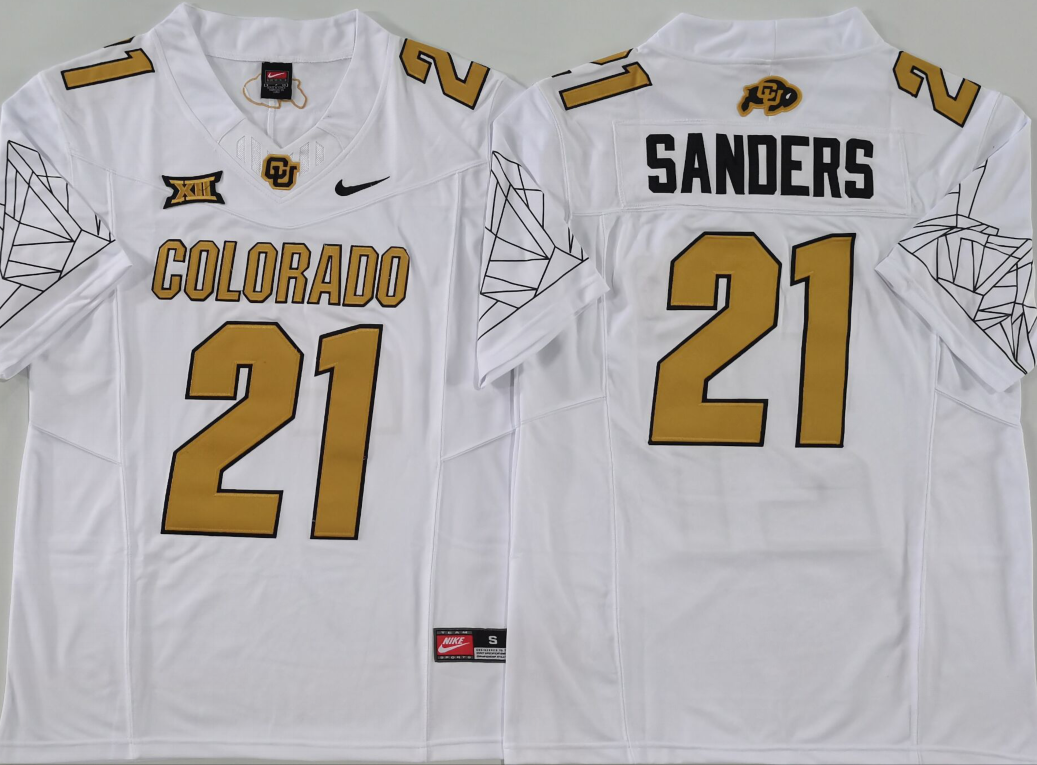 Men's Colorado Buffaloes Shilo Sanders White Game Jersey