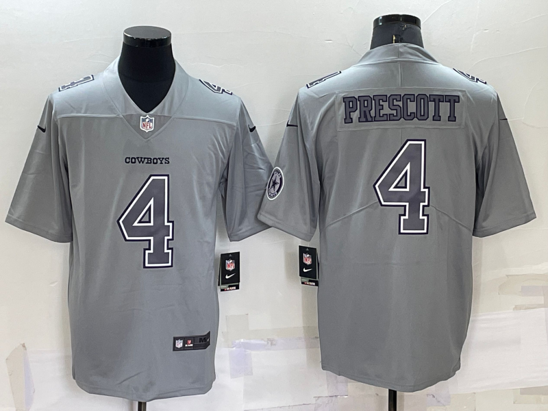 Men's Dallas Cowboys Dak Prescott Gray Atmosphere Fashion Game Jersey