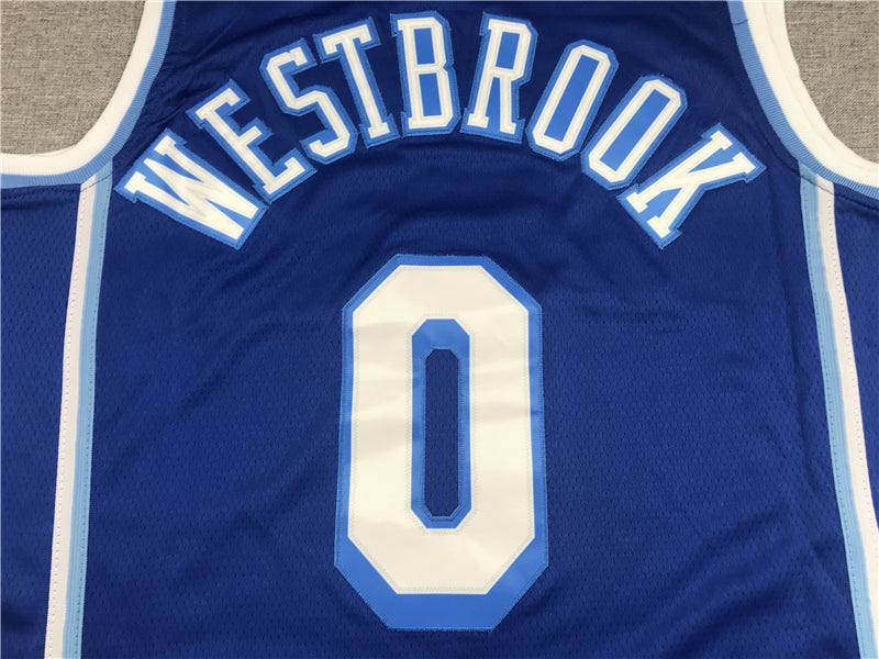 Men's Los Angeles Lakers Russell Westbrook Blue Hardwood Classic Swingman Jersey