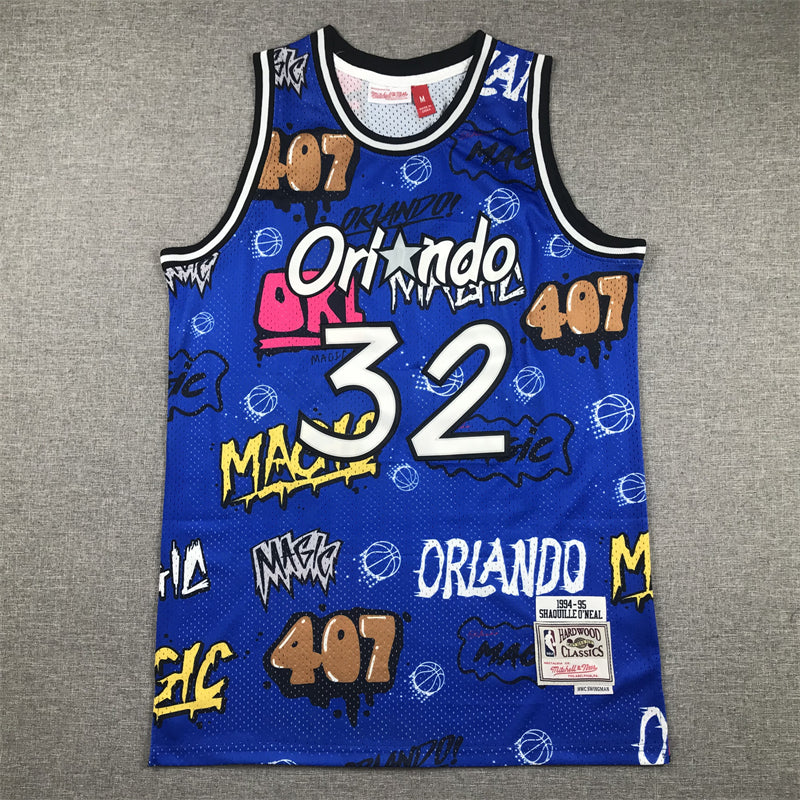 Men's Orlando Magic Shaquille O'Neal Blue Swingman Graffiti Edition Jersey