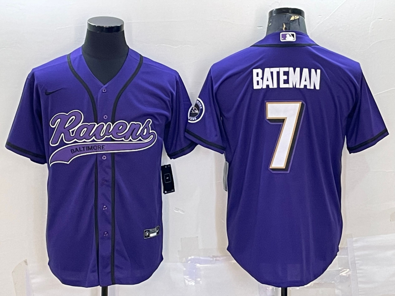 Men's Baltimore Ravens Rashod Bateman Purple Game Jersey Joint Edition