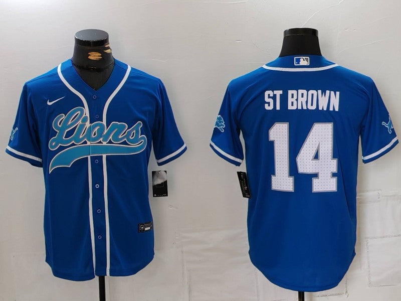 Men's Detroit Lions Amon-Ra St. Brown Blue Game Player Jersey