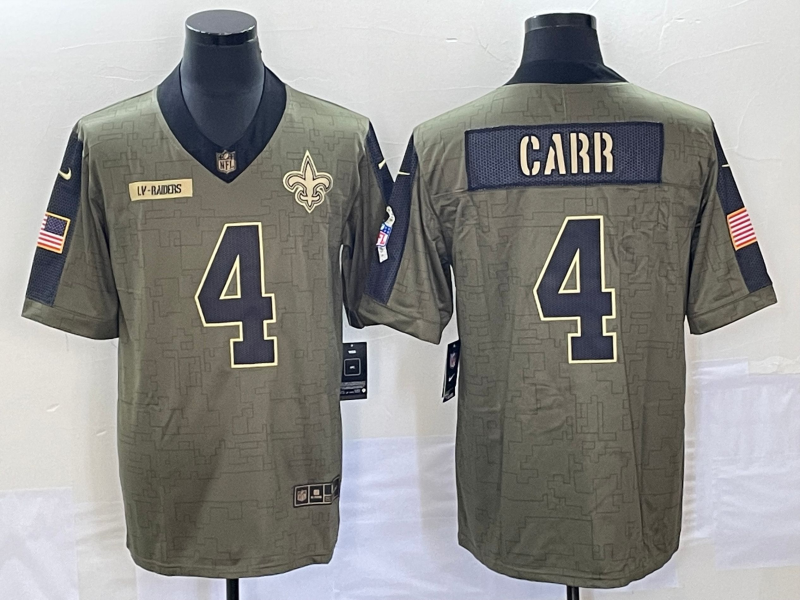 Men's New Orleans Saints Derek Carr Brown Player Game Jersey