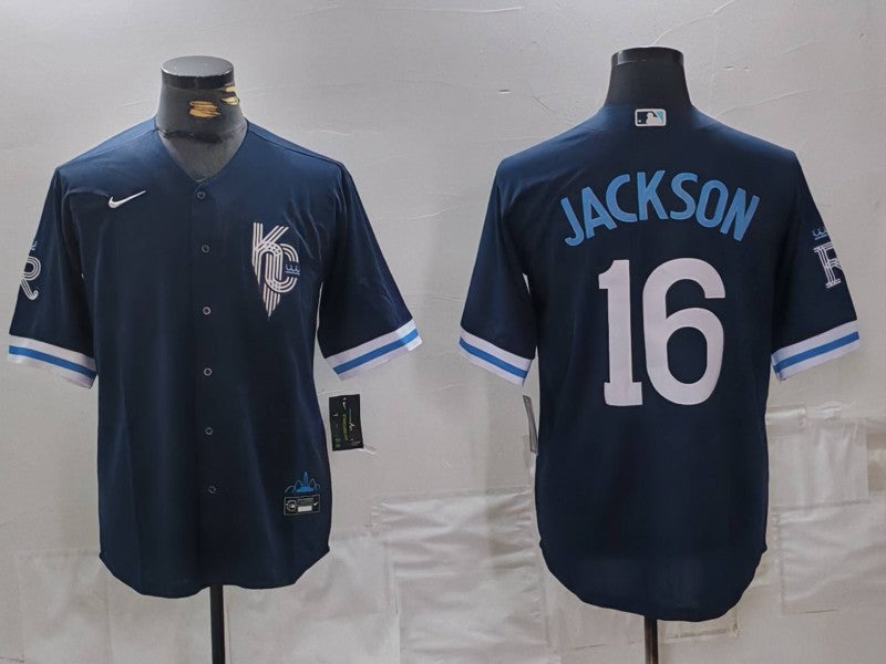 Men's Kansas City Royals Bo Jackson Navy City Connect Retired Player Jersey
