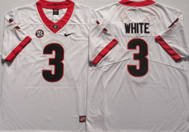 Men's Georgia Bulldogs Zamir White Red Player Game Jersey