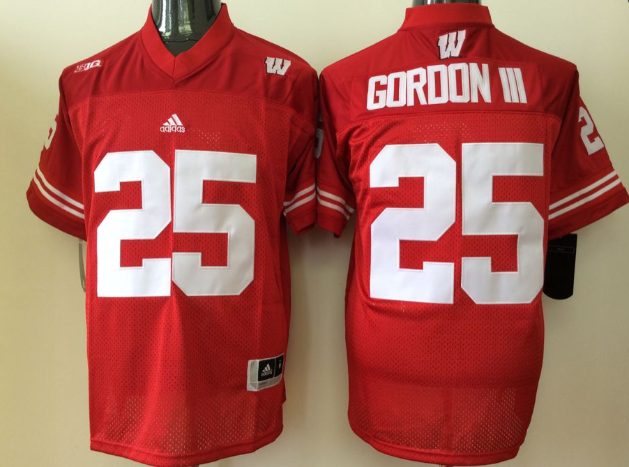 Men's Wisconsin Badgers Melvin Gordon Red Player Game Jersey