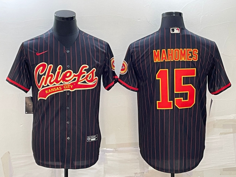 Men's Kansas City Chiefs Patrick Mahomes Black Team Game Jersey Joint Edition