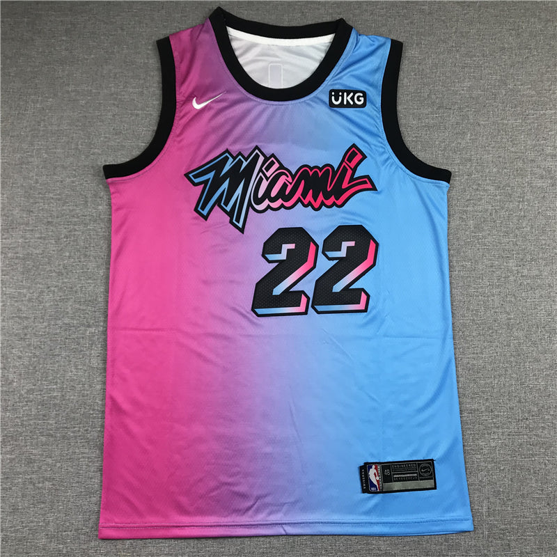 Men's Miami Heat Jimmy Butler NBA Pink Blue Swingman Jersey - City Edition