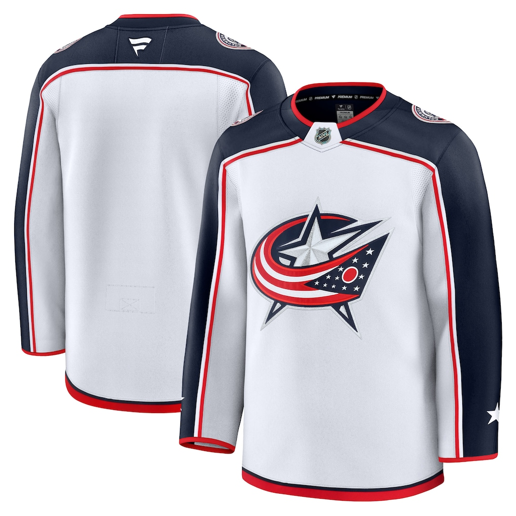 Men's Columbus Blue Jackets Fanatics White Away Premium Blank Jersey