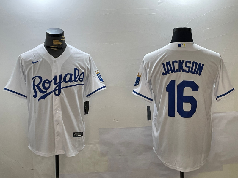 Men's Kansas City Royals Bo Jackson White Home Replica Player Jersey