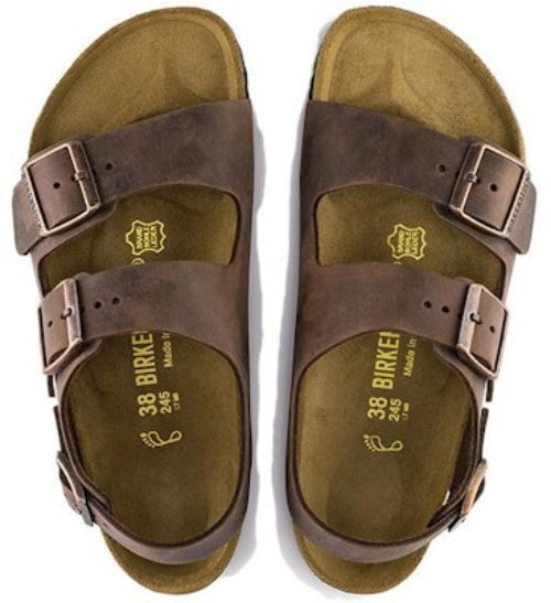 Birkenstock Milano Oiled Leather Habana 0034871 Brown Beach Sandals