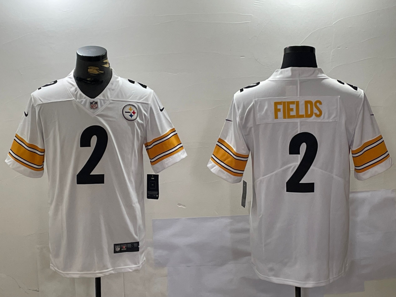 Men's Pittsburgh Steelers Justin Fields White Game Jersey
