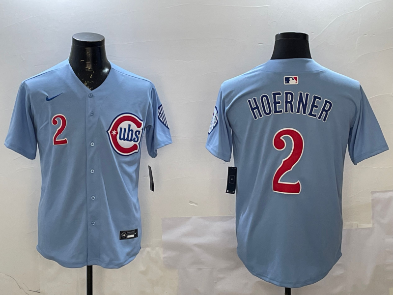 Men's Chicago Cubs Nico Hoerner Baby Blue 2nd Alternate Limited Player Jersey