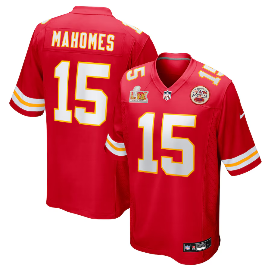 Men's Kansas City Chiefs Patrick Mahomes Red Super Bowl LIX Game Jersey