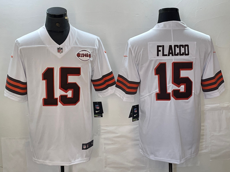 Men's Cleveland Browns Joe Flacco White 1946 Collection Alternate Game Jersey