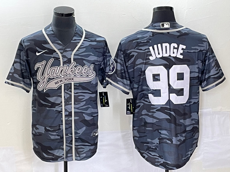 Men's New York Yankees Aaron Judge Grey Camouflage Player Jersey Joint Edition