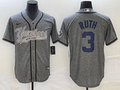 Men's New York Yankees Babe Ruth Gray Game Jersey Joint Edition