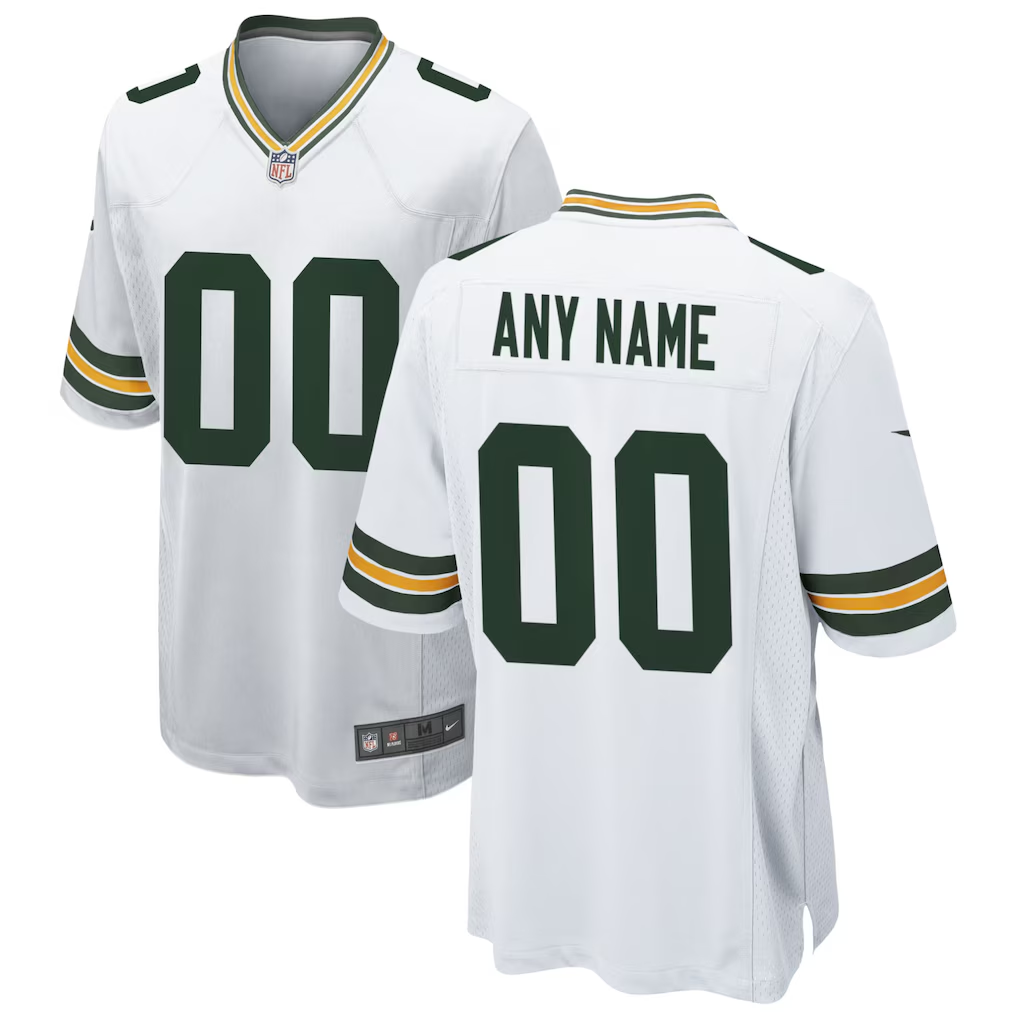 Men's Green Bay Packers White Custom Game Jersey