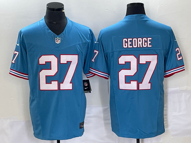 Men's Tennessee Titans Eddie George Light Blue Oilers Throwback Retired Player Game Jersey