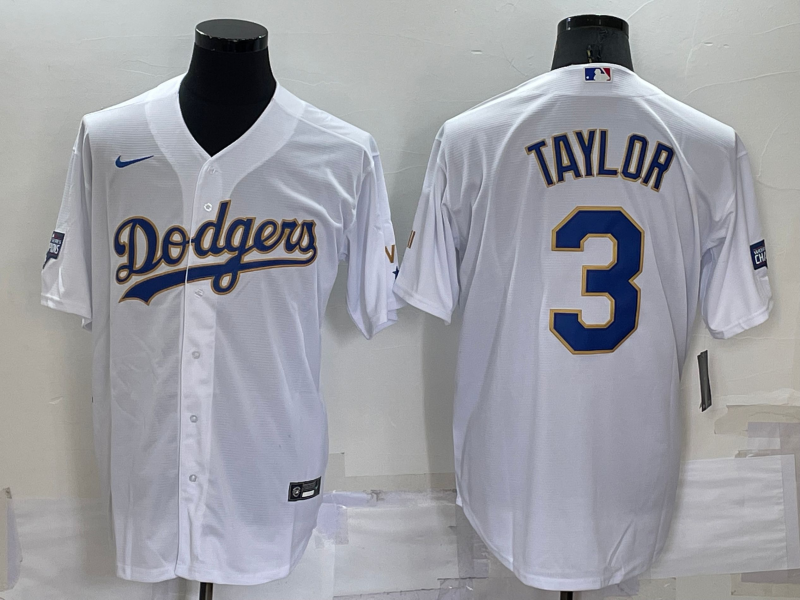 Men's Los Angeles Dodgers Chris Taylor White Stitched Jersey