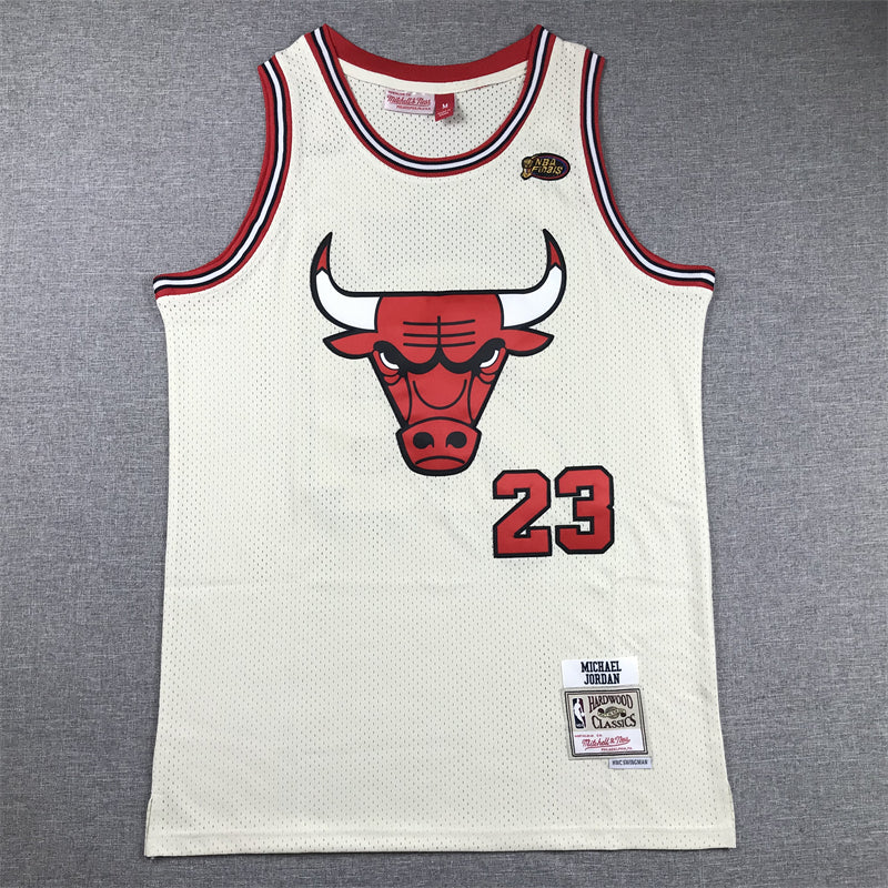 Men's Chicago Bulls Michael Jordan Cream Hardwood Classics Swingman Jersey