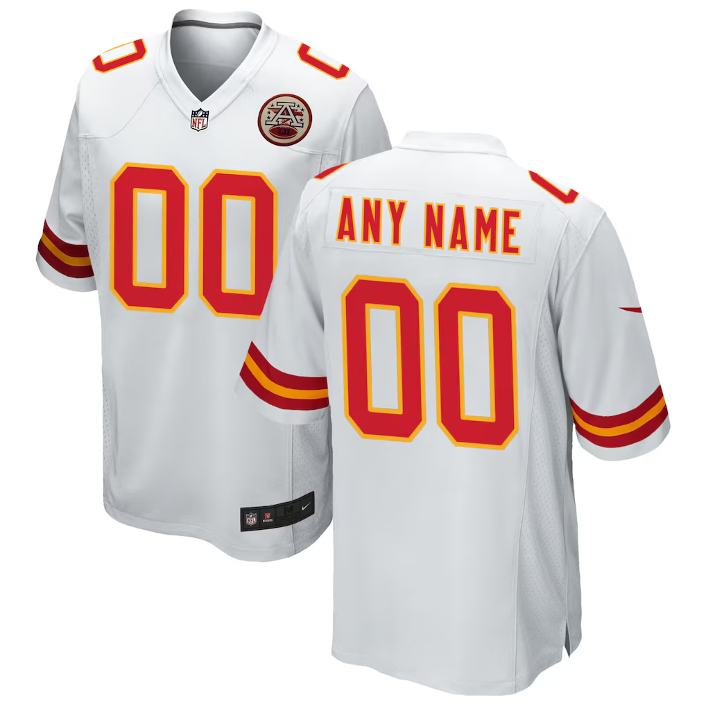 Men's Kansas City Chiefs White Custom Game Jersey