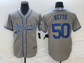 Men's Los Angeles Dodgers Mookie Betts Gray Player Jersey Joint Edition