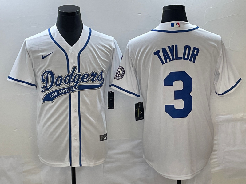 Men's Los Angeles Dodgers Chris Taylor White Player Jersey Joint Edition