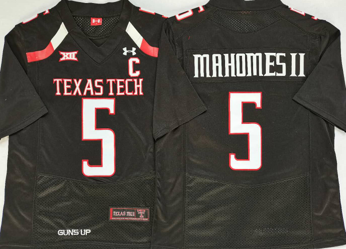 Men's Texas Tech Red Raiders Patrick Mahomes Black Player Game Jersey