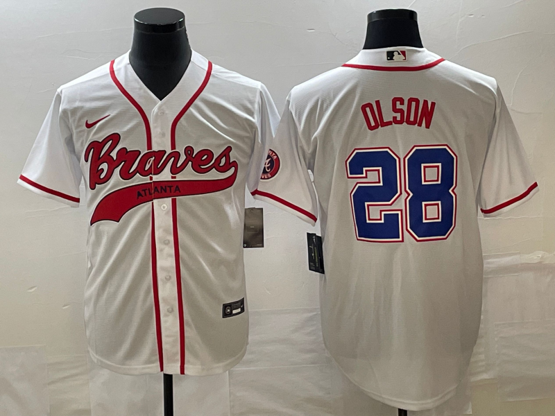 Men's Atlanta Braves Matt Olson White Replica Player Jersey Joint Edition