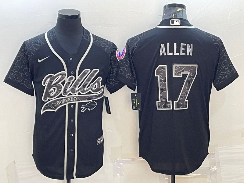 Men's Buffalo Bills Josh Allen Black RFLCTV Limited Jersey Joint Edition
