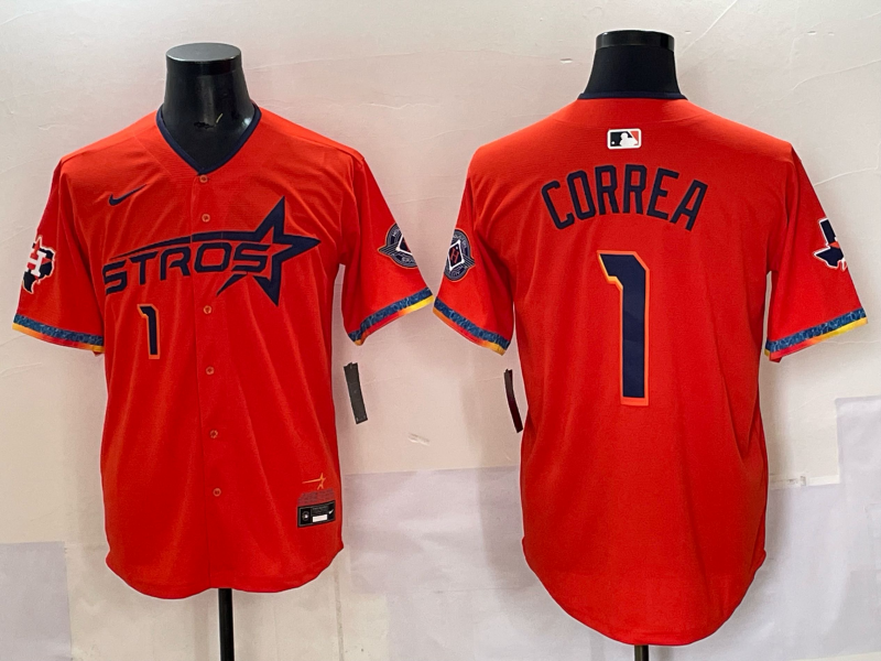 Men's Houston Astros Carlos Correa Orange 2025 City Connect Limited Player Jersey