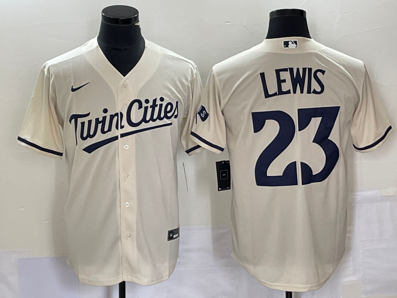 Men's Minnesota Twins Royce Lewis Beige Alternate Replica Player Jersey