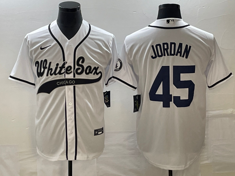Men's Chicago White Sox Michael Jordan White Replica Player Jersey Joint Edition
