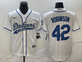 Men's Los Angeles Dodgers Jackie Robinson White Player Jersey Joint Edition