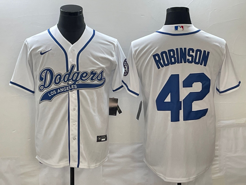 Men's Los Angeles Dodgers Jackie Robinson White Player Jersey Joint Edition