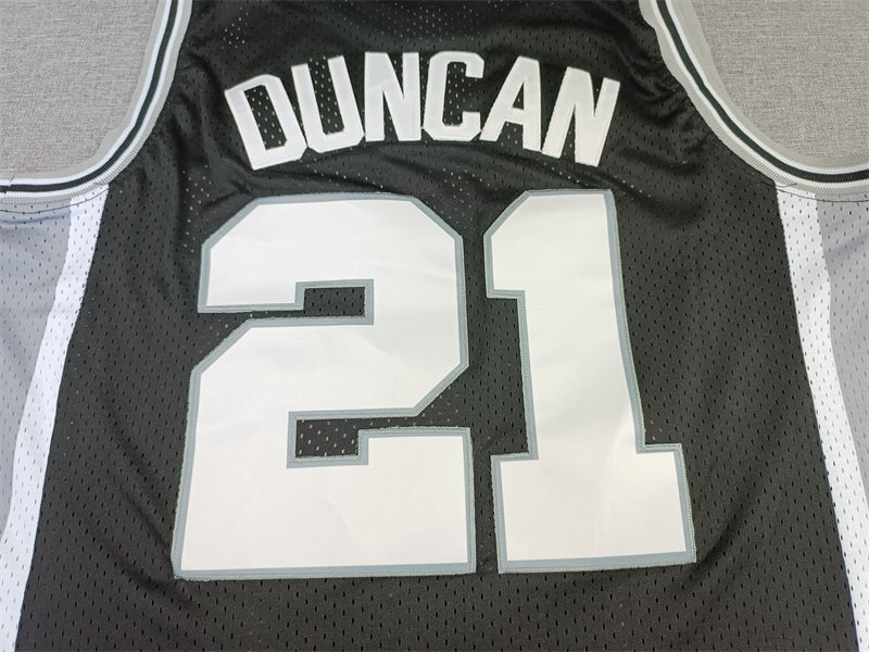 Men's San Antonio Spurs Tim Duncan Black Big & Tall Hardwood Classics Jersey