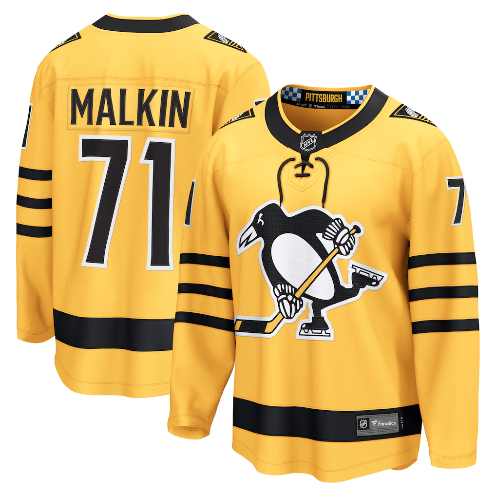 Men's Pittsburgh Penguins Evgeni Malkin Fanatics Gold Alternate Premium Jersey