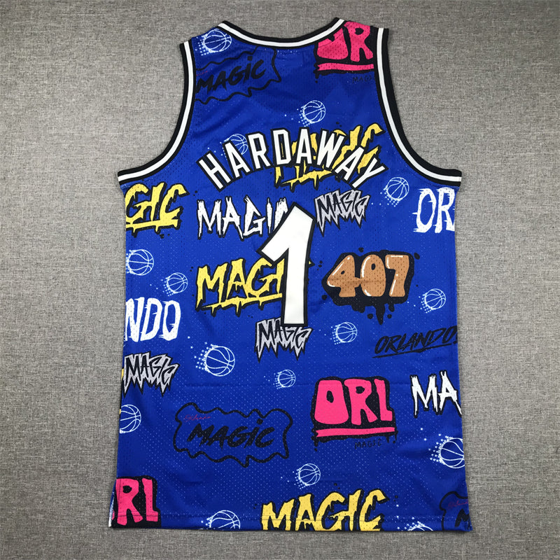 Men's Orlando Magic Penny Hardaway Blue Swingman Graffiti Edition Jersey