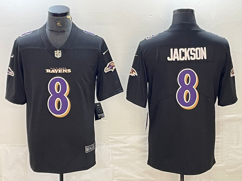 Men's Baltimore Ravens Lamar Jackson Black Fashion Game Jersey